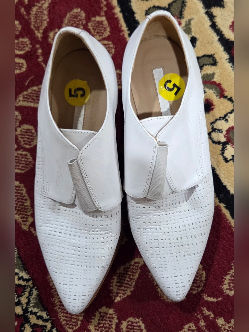 Modern Vintage White Pointed Slip-On Loafers